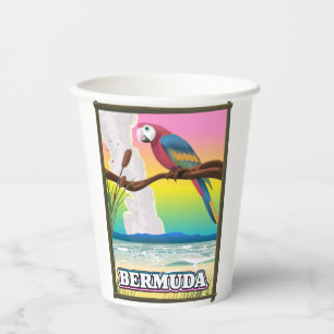 Vasos De Papel Paraiso de Bermudas. Camiseta Almohada de lanzamie