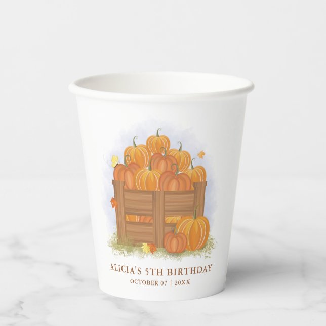 Vasos De Papel Parche de calabaza Mariposa Caída Sale Cumpleaños (Anverso)