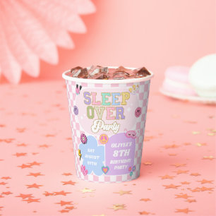 Vasos De Papel Parche de cumpleaños de Sleepover Preppy Varsity