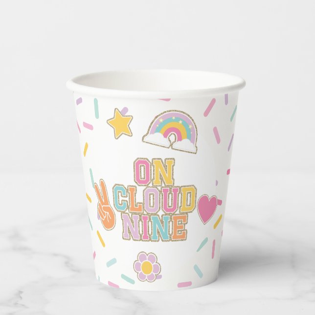 Vasos De Papel Parche Preppy En La Gloria Cumpleaños 9 (Anverso)