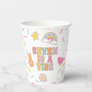 Vasos De Papel Parche Preppy Seven es un Vibe 7º cumpleaños