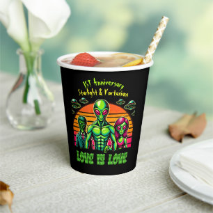 Vasos De Papel Pareja alienígena en afecto galáctico
