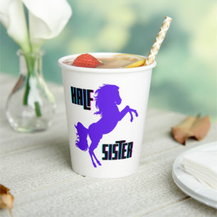Vasos De Papel Parentesco De Pony Púrpura De Mitad De Hermandad