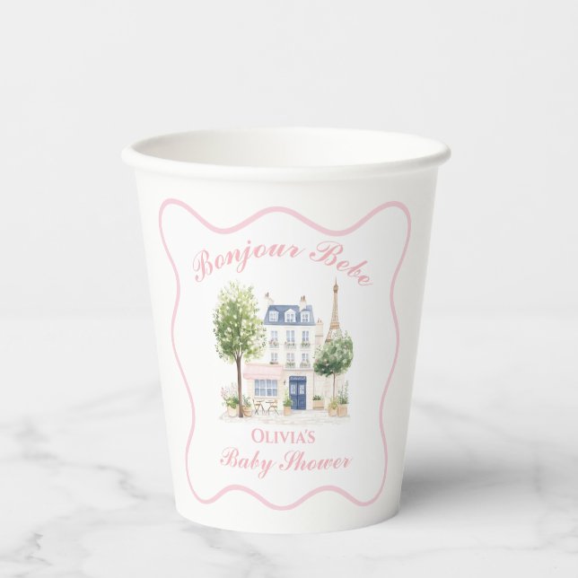 Vasos De Papel Paris Baby Shower Parisian Cafe Tea Fiesta (Anverso)
