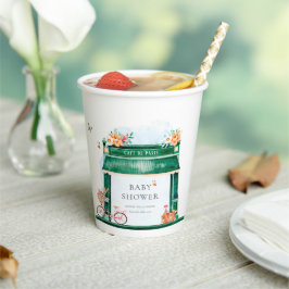 Vasos De Papel Paris Cafe Boulangerie Watercolor Baby Shower