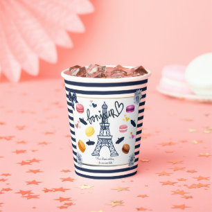 Vasos De Papel París con Amor por nuestra dulce bebe Baby Shower