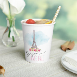 Vasos De Papel Paris Eiffel Tower Bonjour Baby Paper Cups