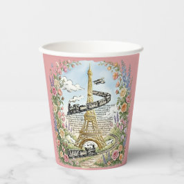 Vasos De Papel París, Torre Eiffel, Arte Francés Romántico