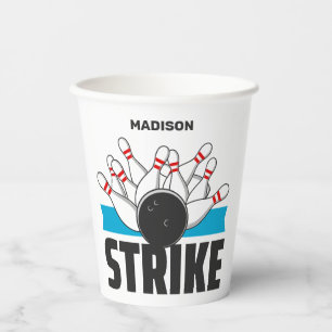 Vasos De Papel Paro de Bowling con nombre personalizado