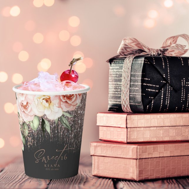 Vasos De Papel Parques florales dulces Dieciséis Rosas Gold/Blk I (Subido por el creador)