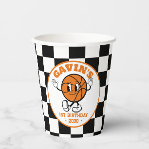 Vasos De Papel Partida de cumpleaños de retro de baloncesto