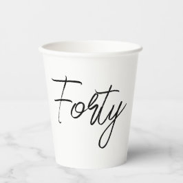 Vasos De Papel Partido de Cumpleaños Blanco y Negro Moderno