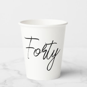 Vasos De Papel Partido de Cumpleaños Blanco y Negro Moderno