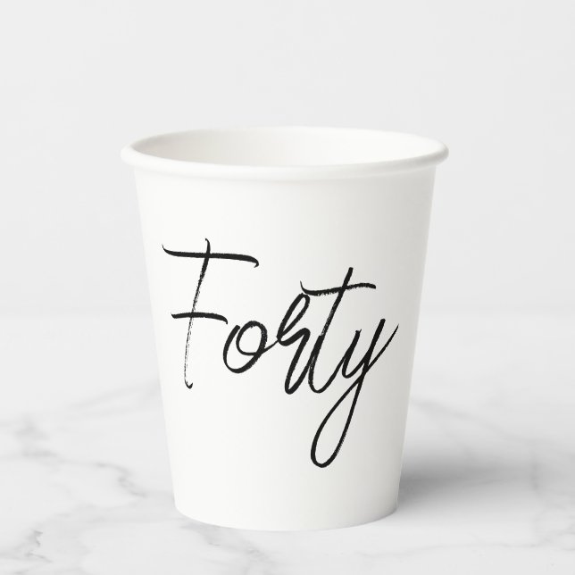 Vasos De Papel Partido de Cumpleaños Blanco y Negro Moderno (Anverso)