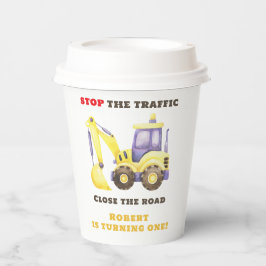Vasos De Papel Partido de cumpleaños de la Excavadora de Camiones