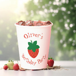 Vasos De Papel Partido de Cumpleaños de la Fresa Roja