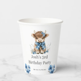 Vasos De Papel Partido de Cumpleaños de la Vaca Azul