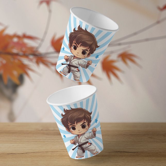 Vasos De Papel Partido de cumpleaños de las artes marciales de Ka (Sensei-approved Tableware!  Power-packed punch of fun on each sip with our martial arts paper cups!)