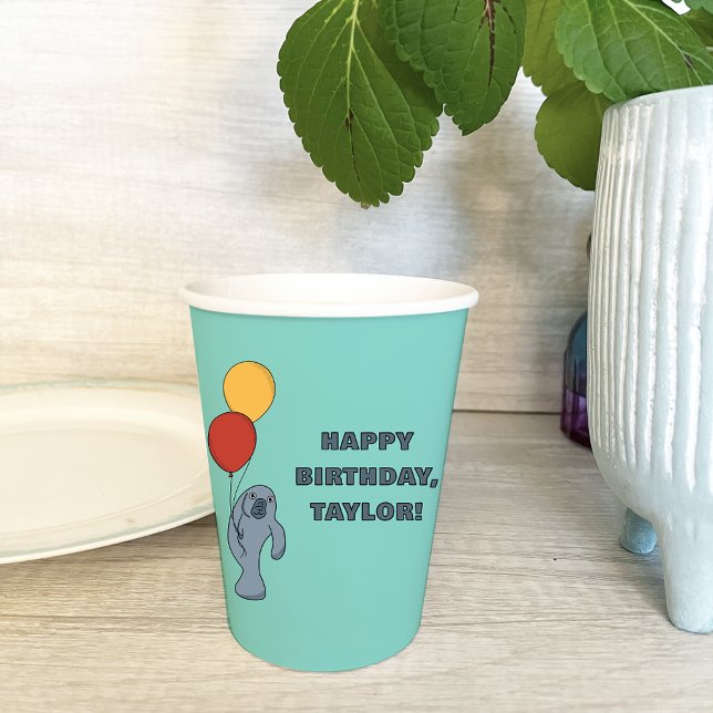 Vasos De Papel Partido de Cumpleaños de los Personalizados Manate (Subido por el creador)