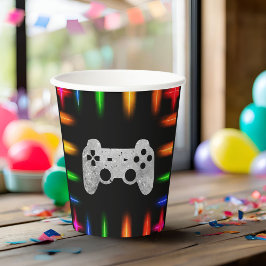 Vasos De Papel Partido de cumpleaños de Neon Gaming para controla