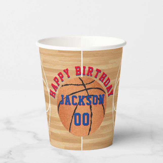 Vasos De Papel Partido de Cumpleaños del Baloncesto (Izquierda)