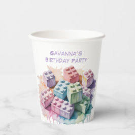 Vasos De Papel Partido de cumpleaños del Chica de Pastel Building