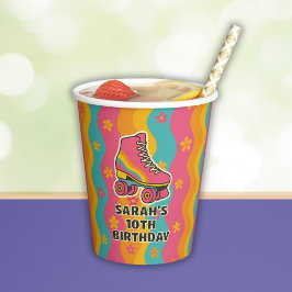 Vasos De Papel Partido de cumpleaños del Chica de patinaje sobre