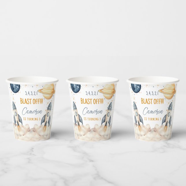 Vasos De Papel Partido de cumpleaños del espacio ultraterrestre d (Multi)