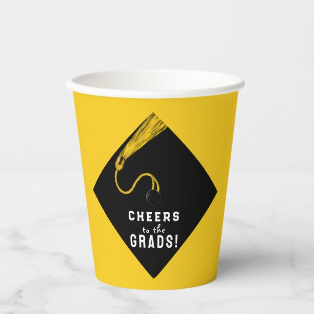 Vasos De Papel Partido de Graduación Amarillo (Anverso)