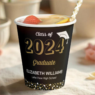 Vasos De Papel Partido de Graduación Confetti Script Relieve meta