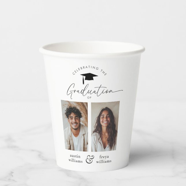 Vasos De Papel Partido de Graduación Conjunta 2 Foto (Anverso)