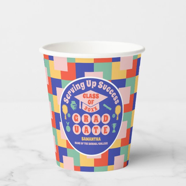 Vasos De Papel Partido de Graduación de Baloncesto Retro (Anverso)