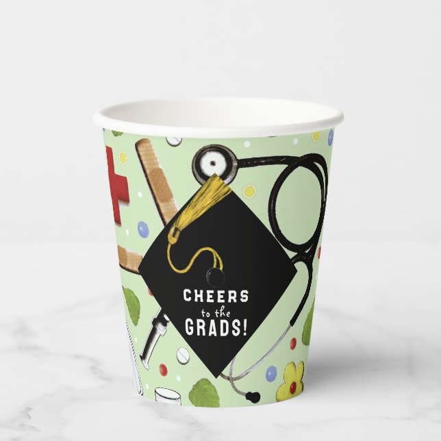 Vasos De Papel Partido de Graduación de Enfermeras (Anverso)