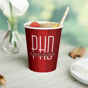 Vasos De Papel Partido de Graduación del PhD Rojo