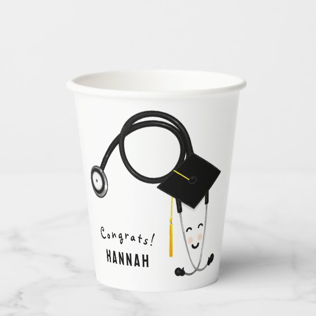 Vasos De Papel Partido de Graduación Escolar de enfermería (Anverso)