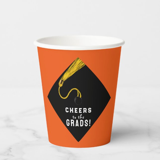 Vasos De Papel Partido de Graduación naranja (Anverso)