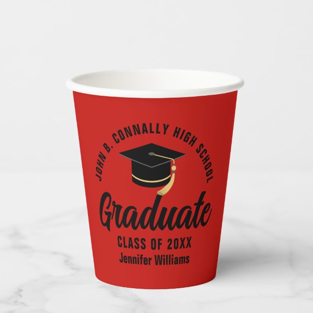Vasos De Papel Partido de Graduación Personalizada de Graduado Ne (Anverso)