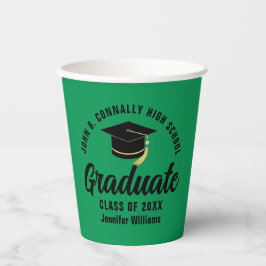 Vasos De Papel Partido de Graduación Personalizada Green Black Gr