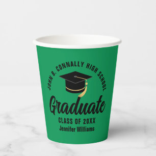 Vasos De Papel Partido de Graduación Personalizada Green Black Gr
