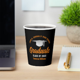Vasos De Papel Partido de Graduación Personalizada naranja Negro