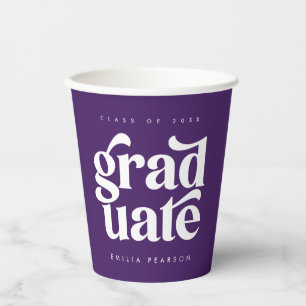 Vasos De Papel Partido de Graduación Púrpura de Tipo Moderno Negr