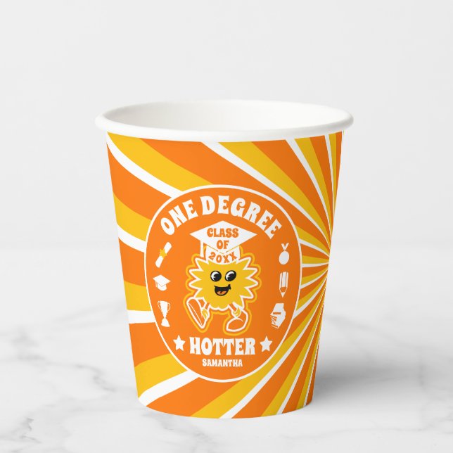 Vasos De Papel Partido de Graduación Retro de Un Grado Hotero (Anverso)