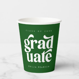 Vasos De Papel Partido de Graduación Verde de Tipo Moderno Negrit