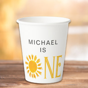 Vasos De Papel Partido de primer cumpleaños del Sol Amarillo Pers