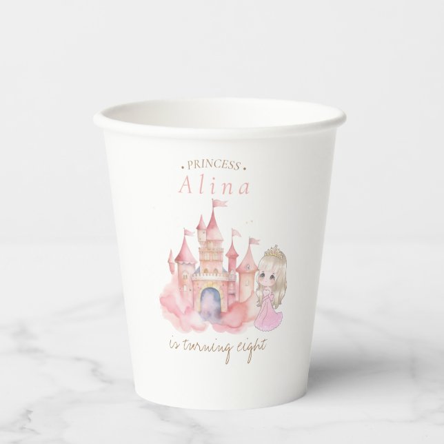 Vasos De Papel Partido del Cumpleaños de la Princesa (Anverso)