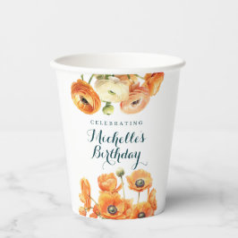 Vasos De Papel Partido del cumpleaños floral del Naranja ruso Gar
