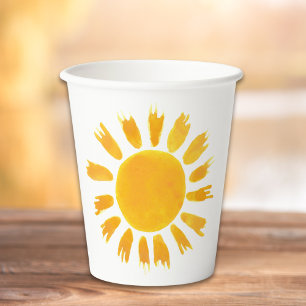 Vasos De Papel Partido del Primer Cumpleaños del Sol Amarillo