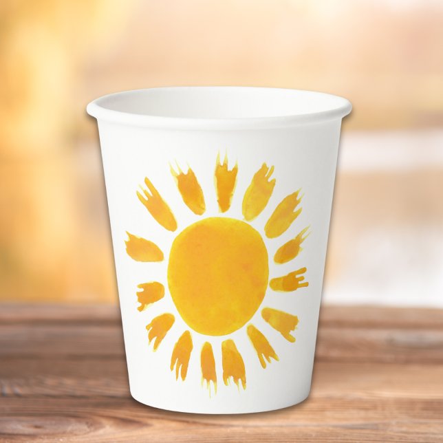 Vasos De Papel Partido del Primer Cumpleaños del Sol Amarillo (Subido por el creador)