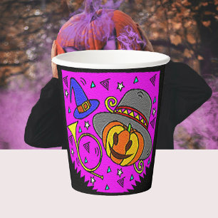 Vasos De Papel Partido Halloween Jack O'Lantern Bugle Purple