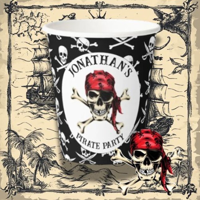 Vasos De Papel Partido Pirata Salty Skull Adulto (Subido por el creador)